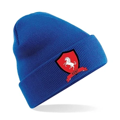 Image of Kent County Mens Embroidered Beanie Hat, Bob Hat Cricket Sport Your Embroidery (Royal)