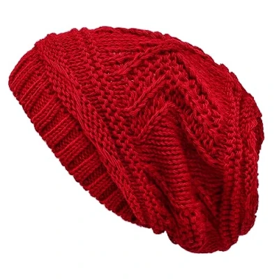Image of Lilax Knit Slouchy Oversized Soft Warm Winter Beanie Hat Red