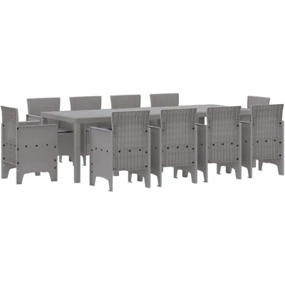 Image of vidaXL Garden Dining Set 11 pcs Light Grey Poly Rattan