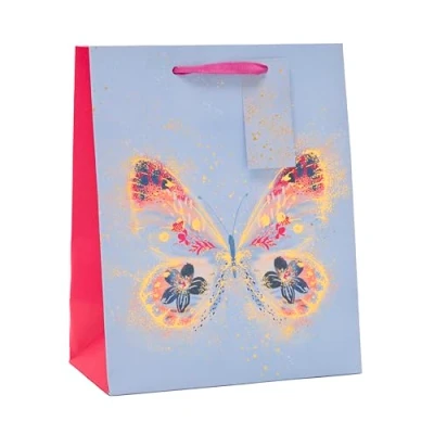 Image of UK Greetings Medium Gift Bag for Her/Friend Birthdays, Valentine&#039;s Day &amp; Other Events Pretty Butterfly Design