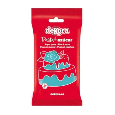 Image of Dekora Fondant Icing Sky Blue for Cake Decorating Modelling Sugar Paste Cakes &amp; Cupcakes Ready to Roll Smooth Texture, Easy Use Coloured Sugarpaste 250 g