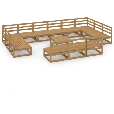 Image of vidaXL 14 Piece Garden Lounge Set Solid Pinewood