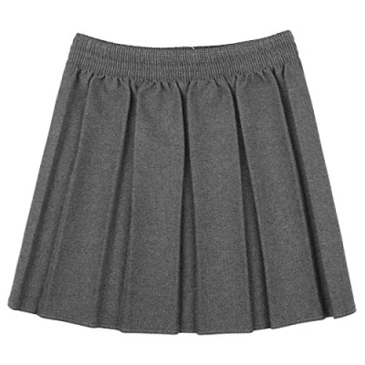 Image of Hiffy Girls Kids School Uniform Box Pleated Elasticated Waist Skirt Age 2 13 Years (Grey, 17 18 Years)