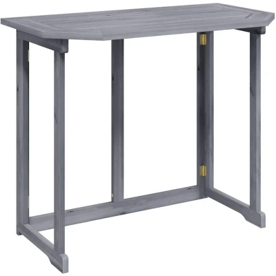 Image of vidaXL Solid Acacia Wood Folding Balcony Table versatile coffee table/worktop for balcony, patio or terrace Rustic Grey wash