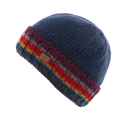 Image of Kusan 100% Wool Ribbed Pull On Beanie Hat PK1811 (Navy 2)