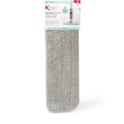 Image of Kleeneze KL080950UFEU7 Anti Bac Microfibre Refill Mop Head Slimline for KL067036, Treated with Protection, No Drips or Streaks, Highly Absorbent, Can be Used Wet Dry