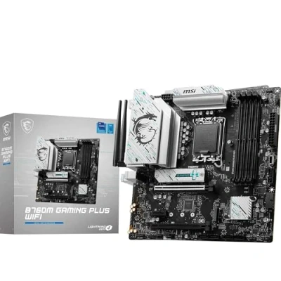 Image of MSI B760M GAMING PLUS WIFI Motherboard, mATX Supports Intel 14th, 13th &amp; 12th Gen Core Processors, LGA 1700 DDR5 Memory Boost 6800+MHz/OC, 1x PCIe 4.0 x16, 2 x M.2 Gen4, 2.5G LAN, Wi Fi 6E