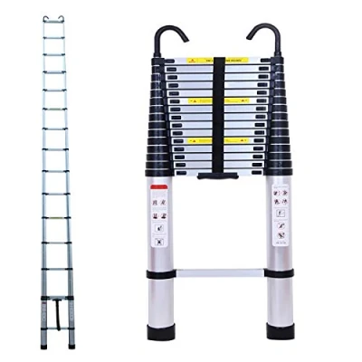 Image of 6.2M Telescopic Ladders with Hook Detachable 150kg Capacity Aluminium Straight Telescoping Ladder Extendable Builder Supply DIY Project Portable Compact