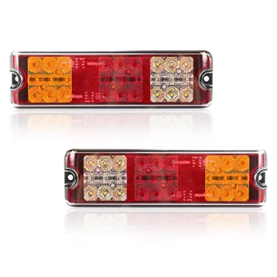 Image of Yuanjoy 2 pack 12V 24V Rear Trailer Lights LED, 5 Functions Waterproof Caravan Tail Light kit with E mark for Car Trailer, Truck, Farm Vehicles, Vans