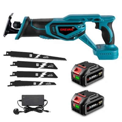 Image of Electric Reciprocating Saw Cordless Saber Battery Hand Saws for Cutting Wood, 0 3100SPM Stroke Speed with 4 Blades(Incl. 2 Batteries)