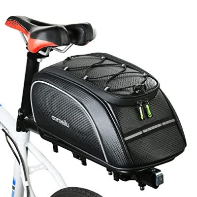 Image of ANMEILU Bike Rack Bag Bicycle Trunk Bags Rear Pack Carrier Pannier Storage Cargo Saddle Back Seat Luggage Pouch Mountain Road Fat Tire Commuter Electric Biking Travel Cycling Waterproof 7L, Black