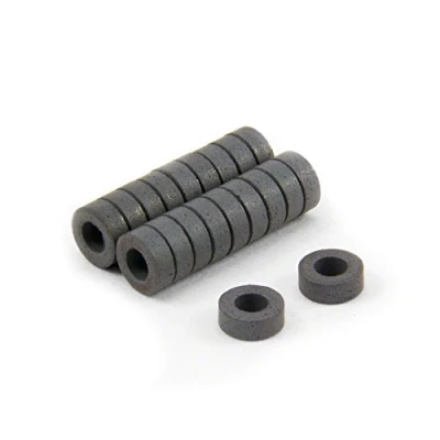Image of Y10 Ferrite Magnets for Arts, Crafts, Model Making, DIY and Hobbies 8mm O.D. x 4mm I.D. 3mm thick 0.07kg Pull Pack of 200