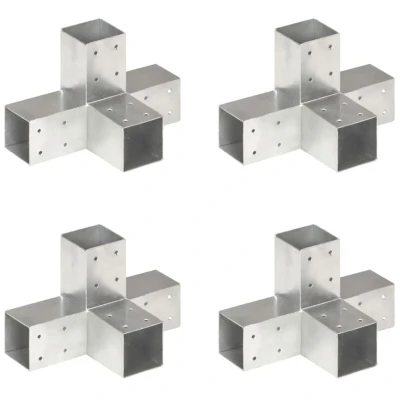 Image of vidaXL Post Connectors 4 pcs X Shape Galvanised Metal 71x71 mm