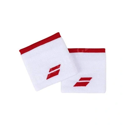 Image of BABOLAT LOGO WRISTBAND ONE SIZE, WHTE/TOMATO RED