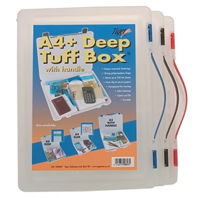 Image of Tiger 300847 A4 Plus Deep Tuff Box With Handle,White
