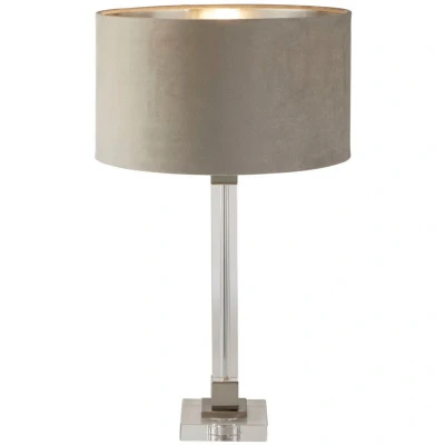 Image of Scarborough Table Lamp,Crystal, Satin Nickel, Taupe Velvet
