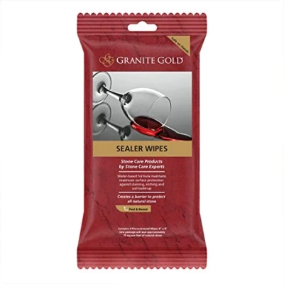 Image of Granite Gold Water Based Sealer Wipes Protection For Granite, Marble, Travertine, Natural Stone Countertops, 6 Count, 1 Pack