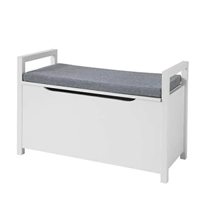 Image of SoBuy® FSR76 W, Storage Bench with Lift Up Top and Seat Cushion, Chest, Toy Chest