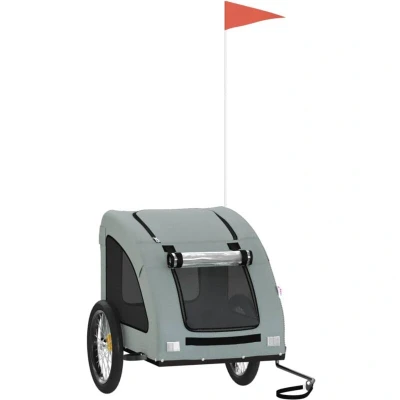 Image of vidaXL Pet Bike Trailer Grey Oxford Fabric and Iron