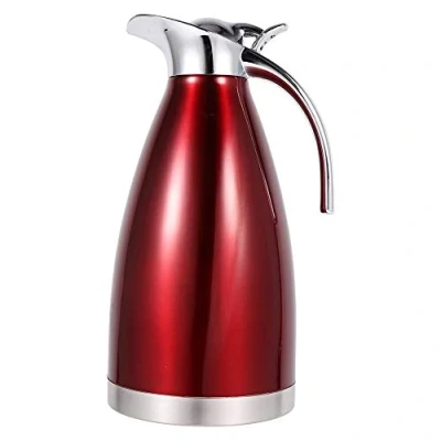 Image of Stainless Steel Coffee Pot Double Wall Vacuum Insulated Thermos Jug Hot Water Bottle Pitcher Beverage Dispenser with Press Button 1.5L/2L (2L, Red)