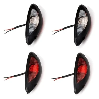 Image of 4x Side vertical marker red white LED lights 12V 24V for Trucks Trailer Chassis Caravan Camper Van Bus