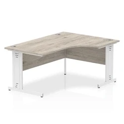 Image of Impulse 1800mm Right Crescent Desk Grey Oak WhiteCable Managed Leg
