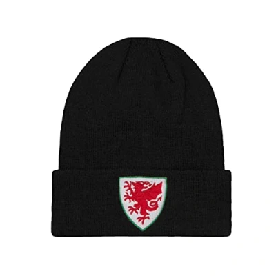 Image of FA Wales Official Football Gift Knitted Bronx Beanie Hat Black