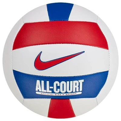 Image of Nike All Court N.100.9072.124.05 Deflated Volleyball Made of Rubber and Synthetic Leather in White/University Red/Game Royal/University Red, Size: 5