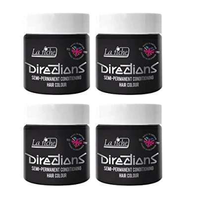 Image of 4x La Riche Directions Semi Permanent Hair Color 100ml Tub Ebony