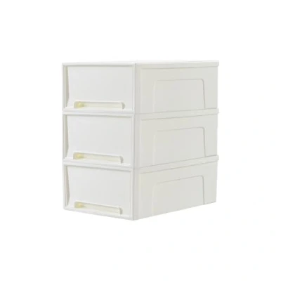 Image of Cetomo 14L*3 Compact Stacking Storage Drawer, Plastic Drawer Organizer with White Doors for Undersink, Kitchen, Pantry, Desk, and Home De Clutter, Store Shoes Craft Supplies,3 Pack,