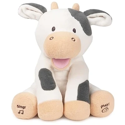 Image of Baby GUND Buttermilk the Cow Animated Plush, Singing Stuffed Animal Sensory Toy, Sings Old MacDonald and Teaches Sounds, Cream/Grey, 12