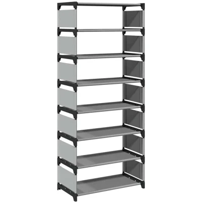 Image of vidaXL Shoe Rack 8 Tier Grey 54x28x124 cm Non woven Fabric