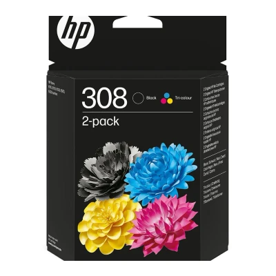 Image of HP 308 Pack of 2 Original Ink Cartridges Black/Three Colours