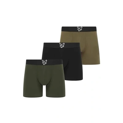 Image of Lyle &amp; Scott 3 Pack Jonathan Boxer Shorts BLACK/CAPERS/CLIMBING IVY (Large)