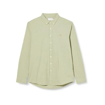 Image of Farah Men&#039;s Cotton Shirt, Steen Slim Fit, Brushed Organic Casual Moss Green, XL