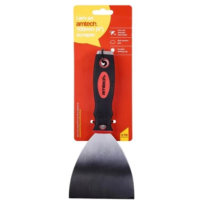 Image of Amtech G0675 100mm (4&quot;) Scraper with Soft Grip Handle