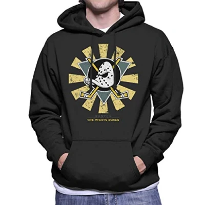 Image of Cloud City 7 The Mighty Ducks Retro Japanese Men&#039;s Hooded Sweatshirt Black