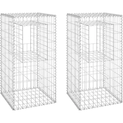 Image of vidaXL Gabion Basket Posts 2 pcs 50x50x100 cm Iron