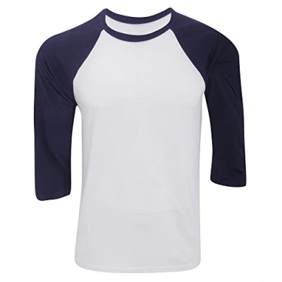 Image of Canvas Mens 3/4 Sleeve Baseball T Shirt (L) (White/Navy)