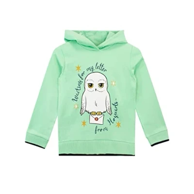 Image of Harry Potter Hoodie Hedwig Girls Hoodies 100% Cotton Kids Hoody Hogwarts Jumper Green 5 6 Years