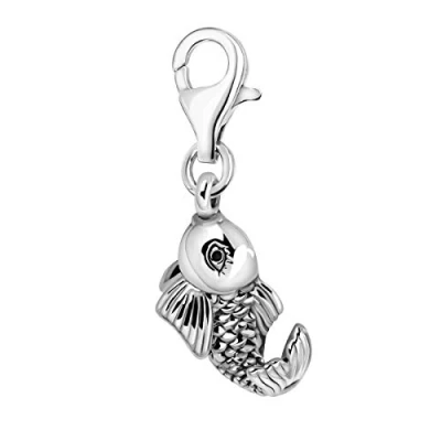 Image of Quiges 3D Fish Clip On Charm Pendant Silver Plated Women&#039;s Jewellery