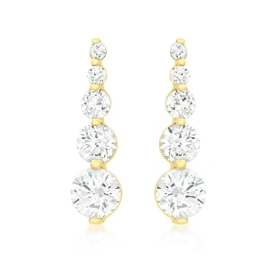 Image of Carissima Gold Women&#039;s 9 ct Yellow Graduated Cubic Zirconia Drop Earrings