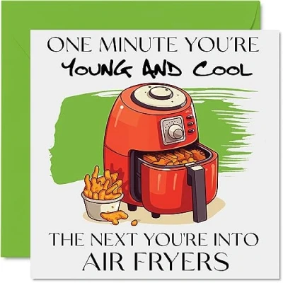 Image of Funny Birthday Cards for Women Men Frying Tonight Happy Card Mum Dad Brother Sister Son Daughter Cousin Bestie, 145mm x Joke Humour Banter Bday Greeting