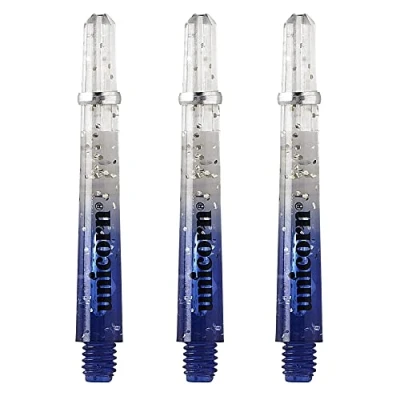 Image of Unicorn Dart Shafts Gripper 4 Elements Durable Polycarbonate Two Tone Blue Gradient with Infused Metallic Flecks Short 35mm 3 Stems