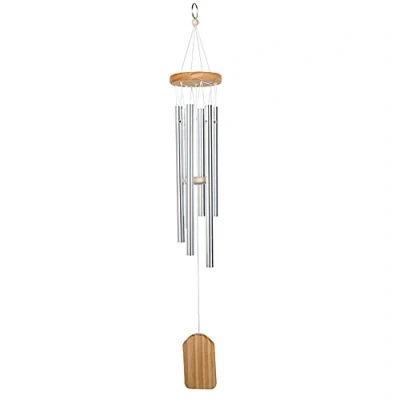 Image of Alnicov Wind Chime,Wind Chime Small Chimes Bells 6 Metal Tubes Windchime,Best Gift Decor for Garden Patio Outdoor,Wood Color