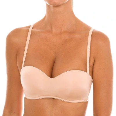 Image of Dim Womenss wireless bandeau push up bra 007HF. Enhancement, support and a touch of elegance. Beige Size 36B