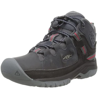Image of KEEN Unisex Targhee Mid Waterproof Hiking Boot, Blue Nights Red Carpet, 12 UK