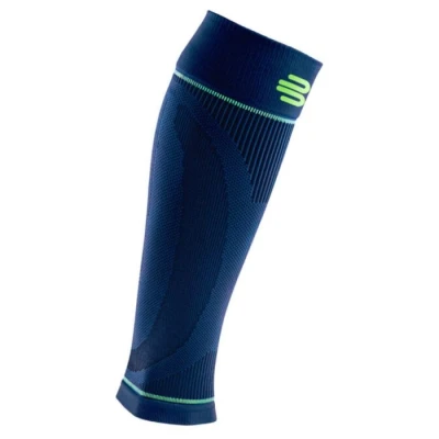 Image of Bauerfeind Sports Compression Sleeves Lower Leg, Size S X Long, Blue Enhanced Support for Running