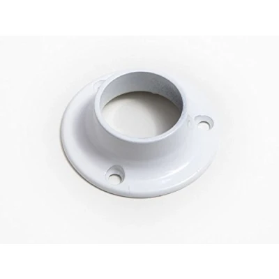Image of Wardrobe Rail Rod Round Socket Support Brackets 25MM 1 INCH White
