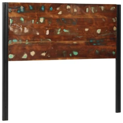 Image of vidaXL Headboard 120 cm Solid Reclaimed Wood/Iron Rustic Bedroom with Freestanding Design, Crafted from Recycled Teak &amp; Mango Wood